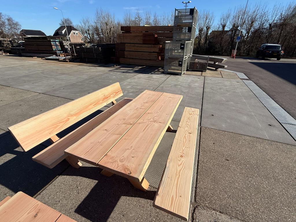 Douglas tuinset 200 cm – Kruispoot tafel + bank met en zonde, Hout@hameren.nl, Hertog van beijerenstraat 2a, Nieuw, Ophalen of Verzenden