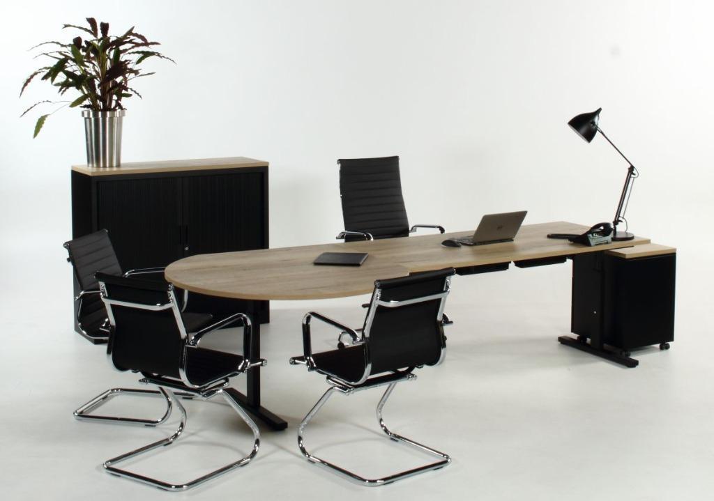 Bureau met vergaderstuk AH-TUBE, Huis en Inrichting, Bureaus, Ophalen of Verzenden, In hoogte verstelbaar, Zo goed als nieuw, Bureau