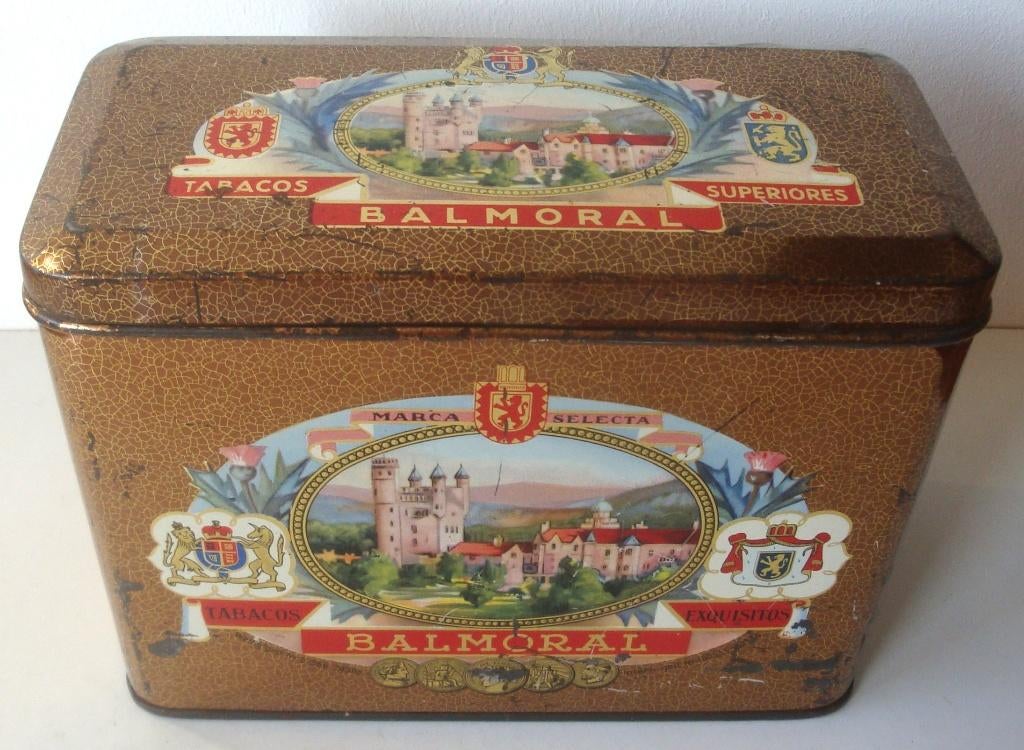 Blik Balmoral Tabacos Exquisitos Marca Selecta in redelijke, Verzamelen, Rookartikelen, Aanstekers en Luciferdoosjes, Ophalen of Verzenden