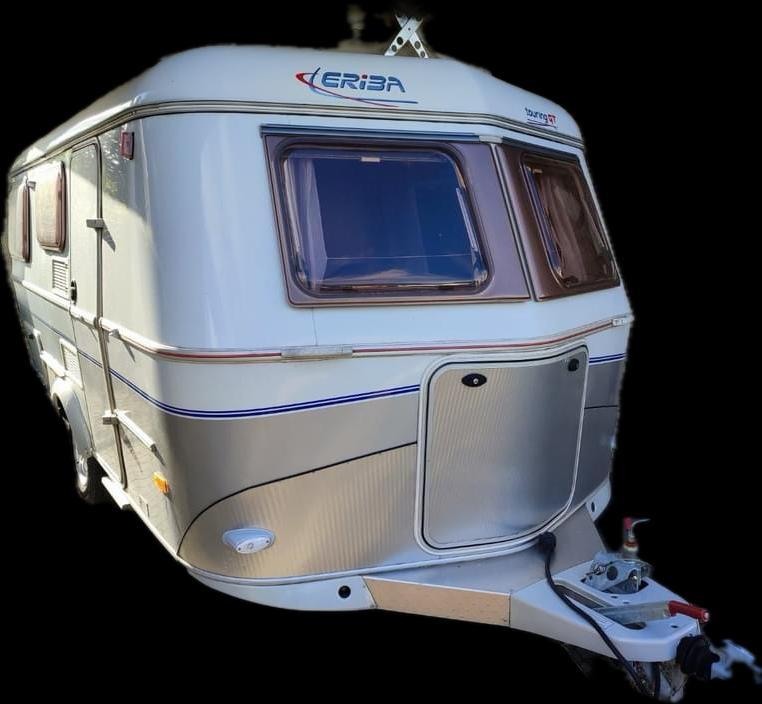 Compacte Eriba Touring GT caravan met fietsenrek, 75 kg, Omvormbare zithoek, Treinzit, Particulier