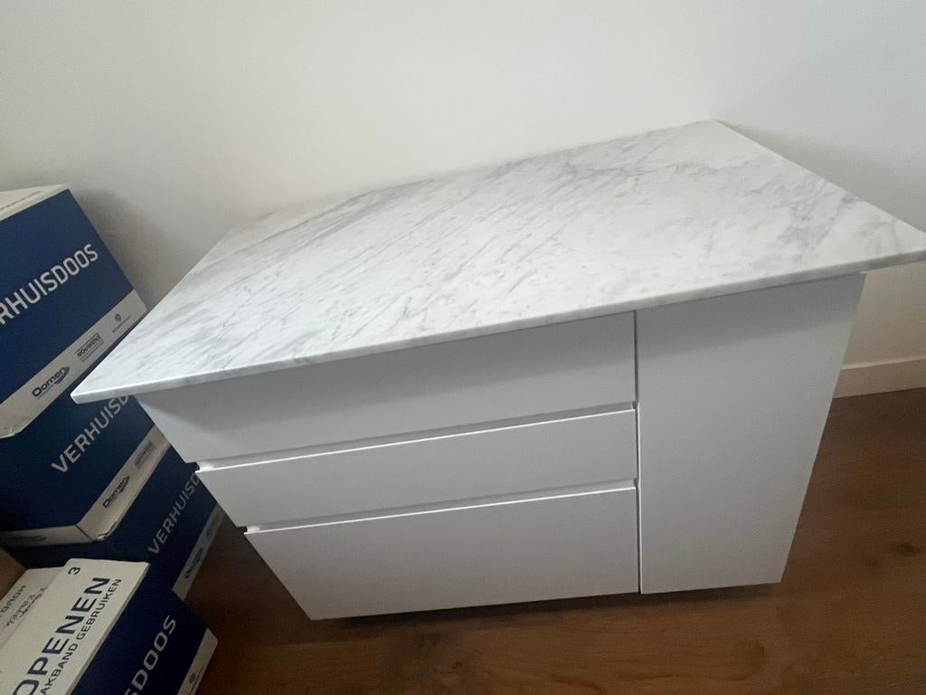 Keukeneiland Ikea compleet met blad, Ophalen, 100 tot 150 cm, Wit, Zo goed als nieuw