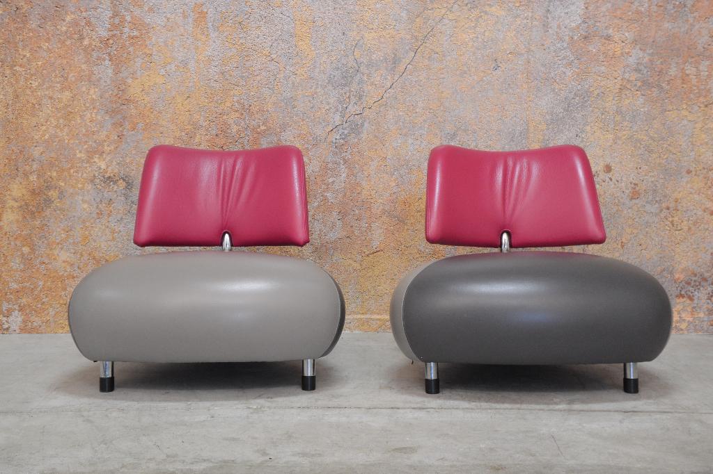 Als NIEUW! 2 leren Leolux Pallone design fauteuils, Leolux, Leolux, 75 tot 100 cm, Ophalen of Verzenden