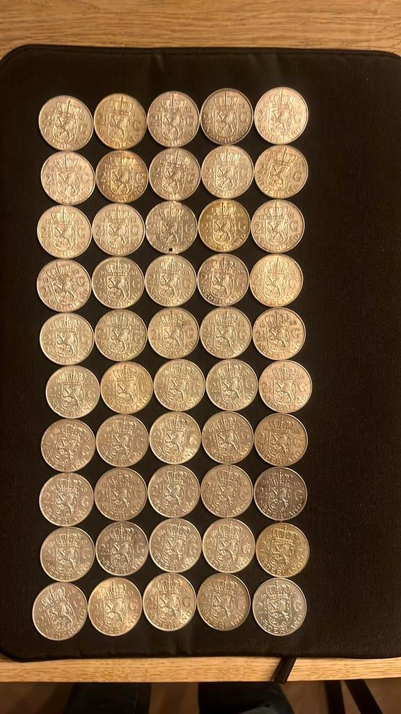 50 zilveren Rijksdaalders Juliana, Ophalen of Verzenden, Koningin Juliana, 2½ gulden, Zilver