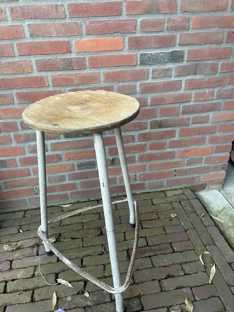 Vintage kruk, Ophalen, Gebruikt, Hout
