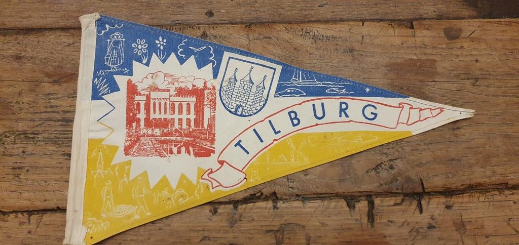 Vintage katoenen vaantje vlaggetje van Tilburg, Verzamelen, Ophalen of Verzenden, Gebruikt