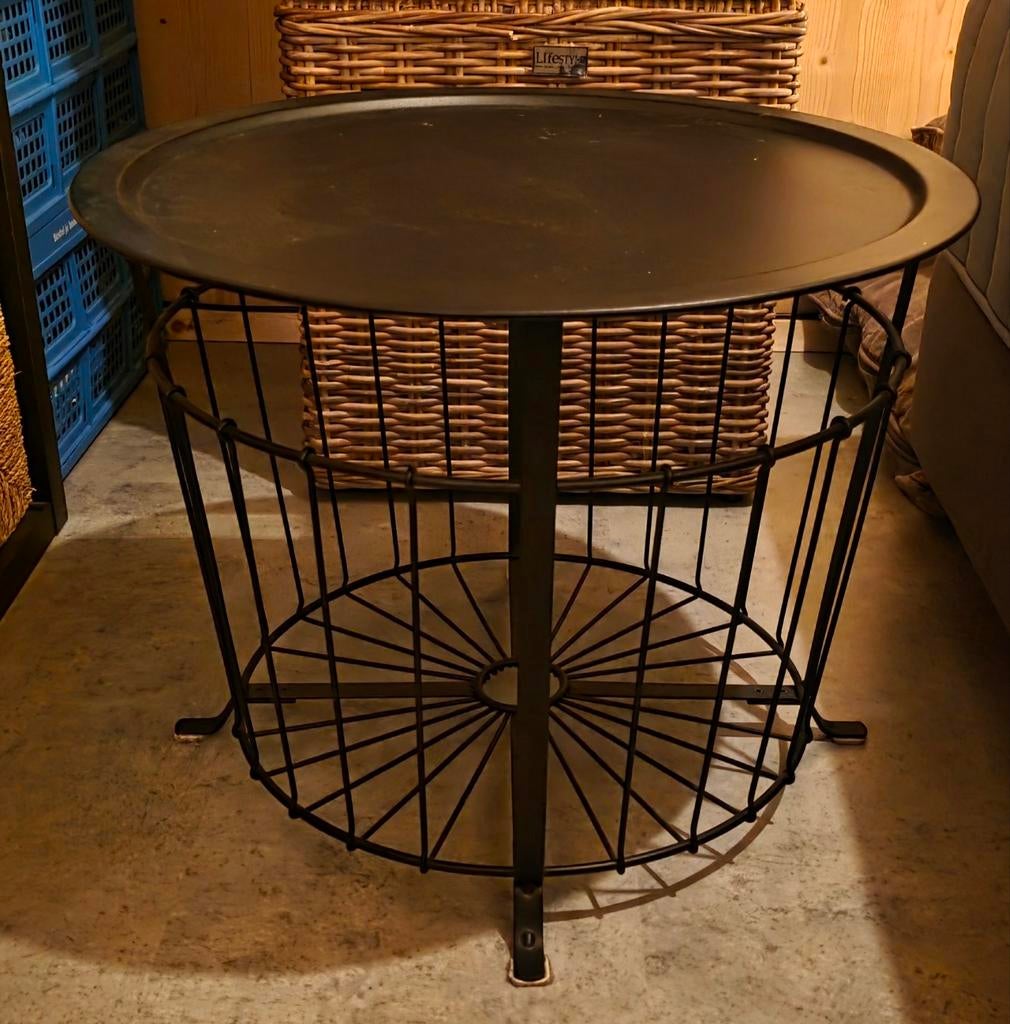 IKEA GUALÖV Opbergtafel - Zwart, Ophalen, Zo goed als nieuw, Rond, Modern, Industrieel