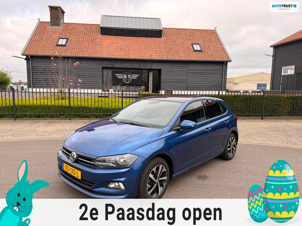Volkswagen Polo 1.0 TSI AIRCO/ECC APPLE-CARPLAY PANORAMDAK L, Voorwielaandrijving, Start-stop-systeem, Blauw, Leder en Stof