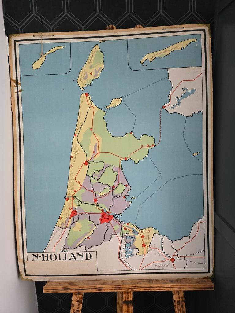 Schoolplaat Noord Holland uitgeverij Wolters, Antiek en Kunst, Antiek | Schoolplaten, Ophalen of Verzenden, Aardrijkskunde