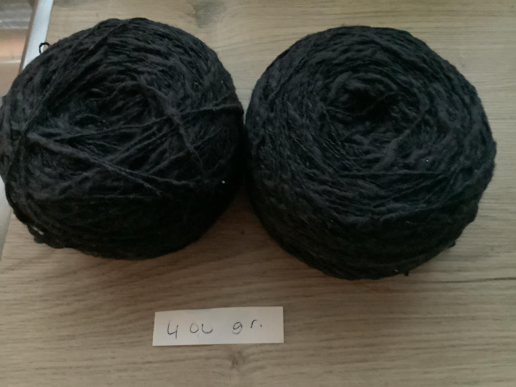 Zwarte katoenen bollen, 400 gram, Ophalen of Verzenden, Zo goed als nieuw, Breien of Haken, Wol of Garen