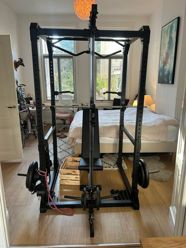 Complete Home Gym - Decathlon Rack 900 + Weights + Bank, Sport en Fitness, Fitnessapparatuur, Ophalen, Zo goed als nieuw, Metaal