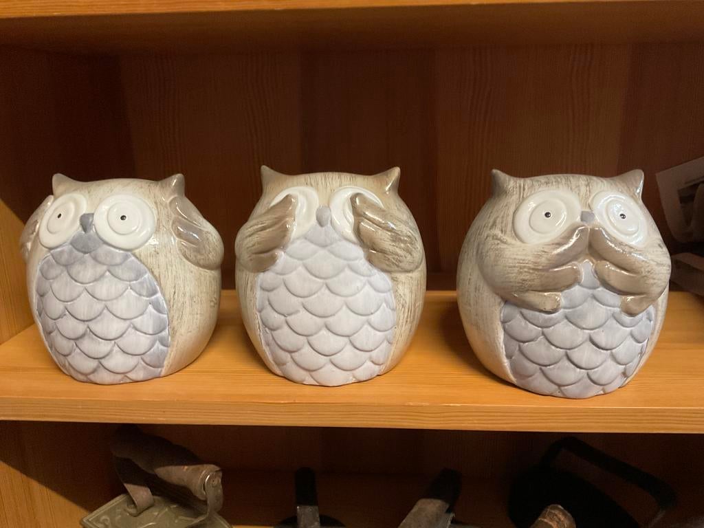 Horen, Zien en Zwijgen uilen beeldjes., Ophalen, Zo goed als nieuw, Dier