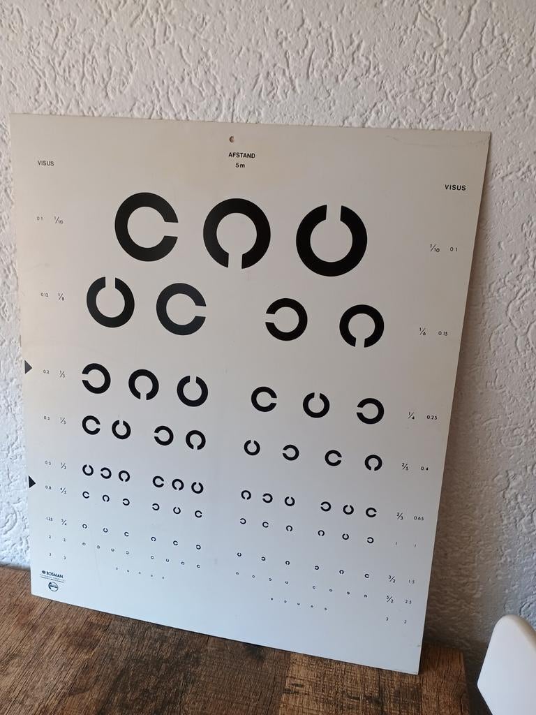 Oude visuskaart - oogmeting bord, Ophalen of Verzenden