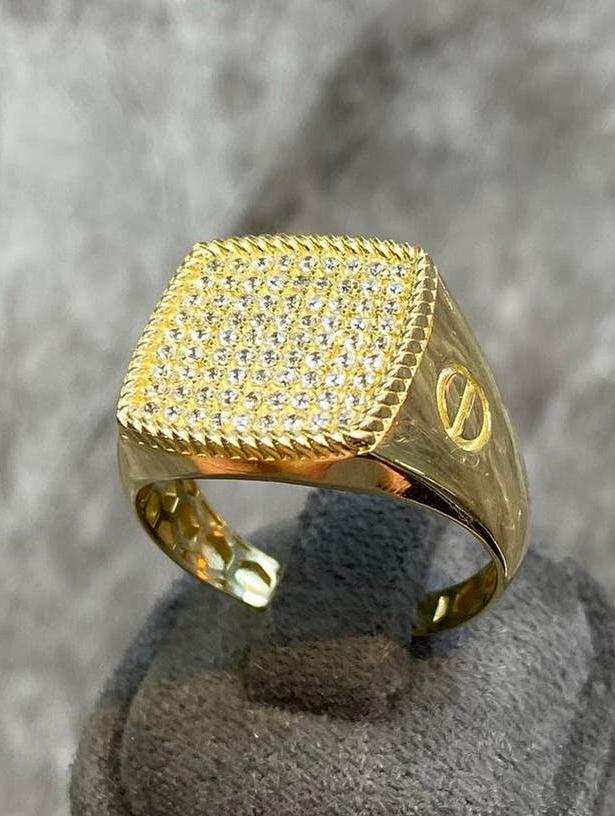 14k Gouden Ring Zirkonia, 19 tot 20, Heer, Nieuw, Ophalen of Verzenden