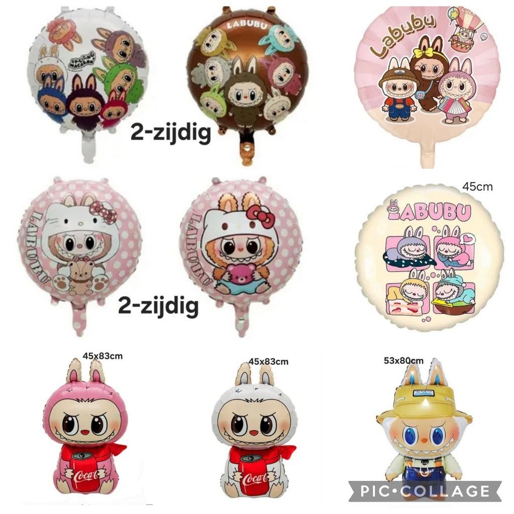 Labubu * set van 7 folie ballonnen, Ophalen of Verzenden, Nieuw, Versiering, Verjaardag