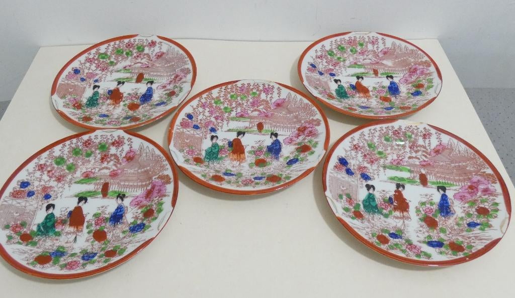 5x Japans bordje 1940-1950 [502], Antiek en Kunst, Antiek | Porselein, Ophalen