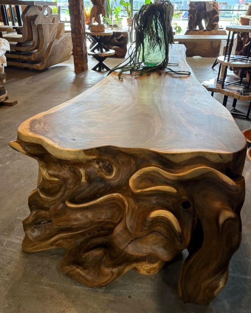 MOOISTE SUAR WATERVAL  BOOGTAFELS  RUIME KEUZE !, Eikenhout, Vijf personen of meer, Rechthoekig, Nieuw