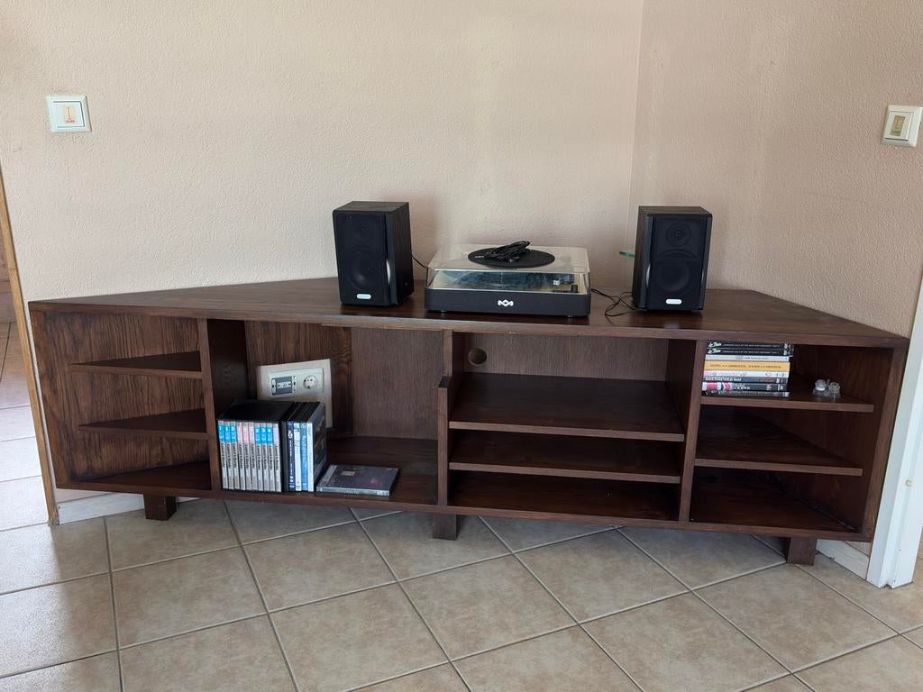 Houten televisiemeubel voor hoek, Huis en Inrichting, Ophalen, Gebruikt, 150 tot 200 cm, Minder dan 100 cm