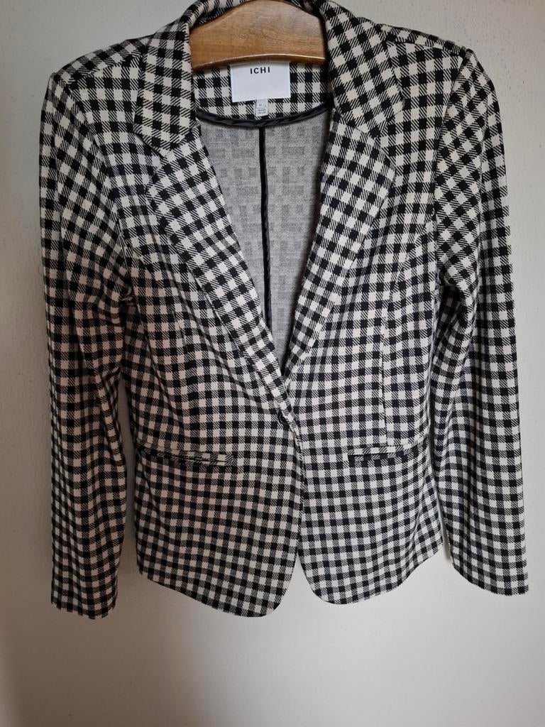 Zwart-wit geruit jasje van ICHI, Maat 38/40 (M), Zwart, Nieuw, Ophalen of Verzenden