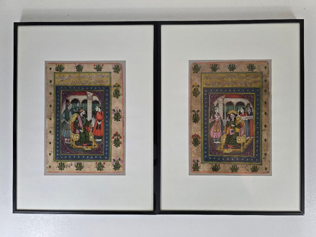 Miniatuurschildering Shah Jahan Mumtaz Mahal #1 17e/18e eeuw, Antiek en Kunst, Kunst | Niet-Westerse kunst, Ophalen of Verzenden