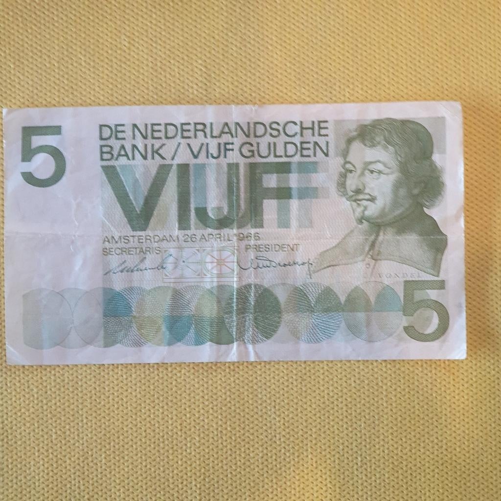 Nederlands bankbiljet 5 gulden 196 april 1986, Postzegels en Munten, Ophalen of Verzenden