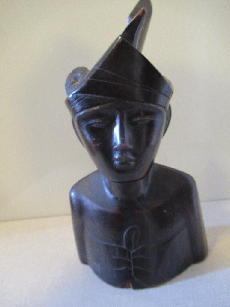 JAVAANSE MAN houtsnijwerk borstbeeld hoog 26 cm € 35, Ophalen of Verzenden