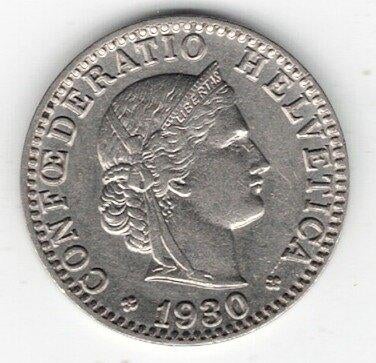 26-473 Zwitserland 20 rappen 1930, Ophalen of Verzenden, Overige landen, Losse munt