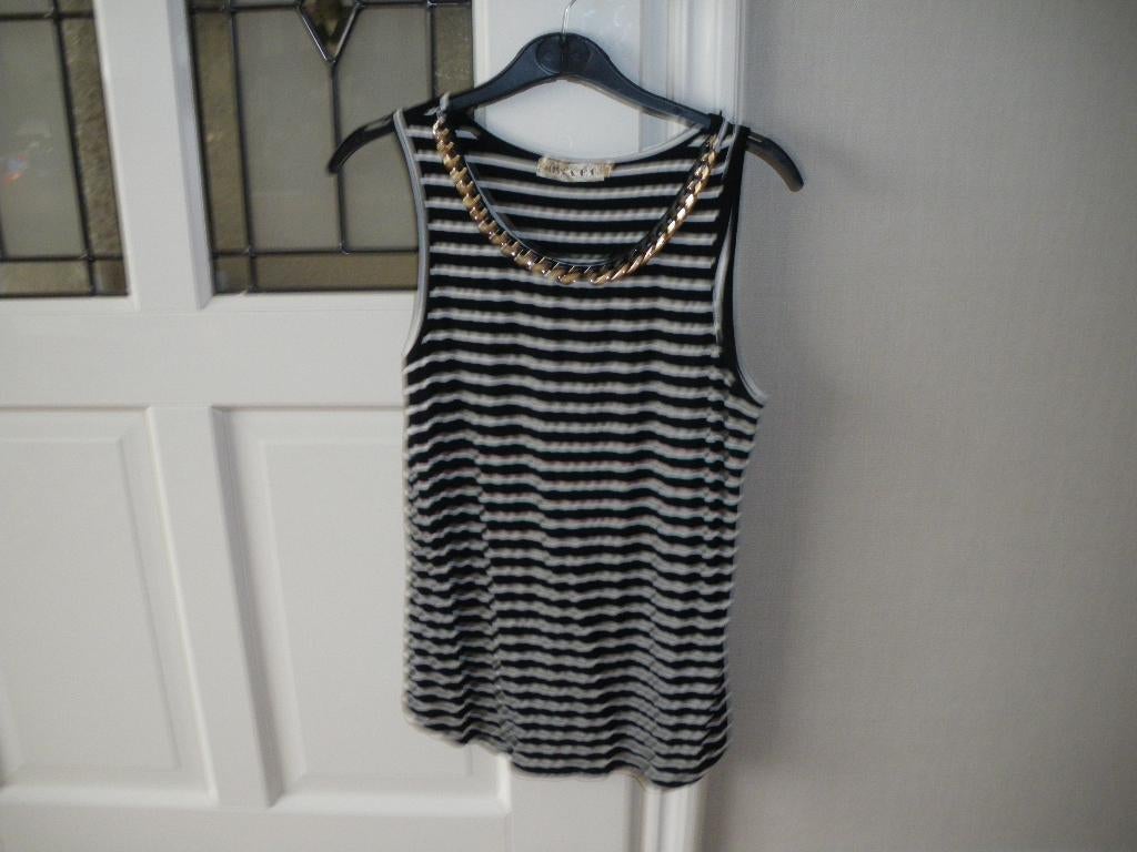 nieuw zwart wit gestreept zomer topje ketting miss abc mt 40, Maat 38/40 (M), Zwart, Nieuw, Ophalen of Verzenden