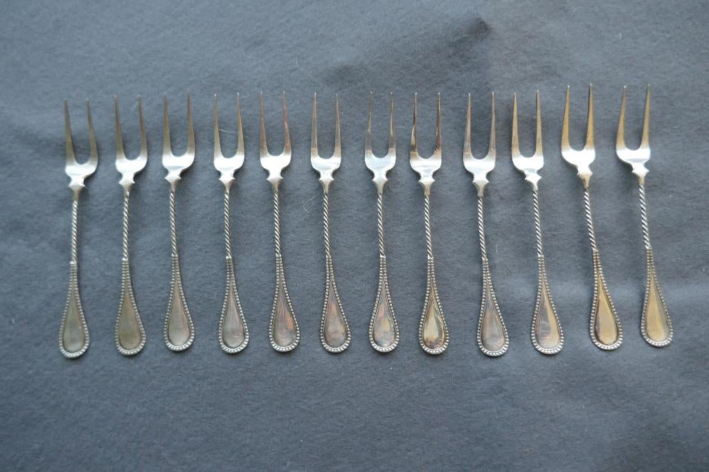 12 zilveren vorkjes gerritsen amsterdam zuurvorkjes, Ophalen of Verzenden, Zilver