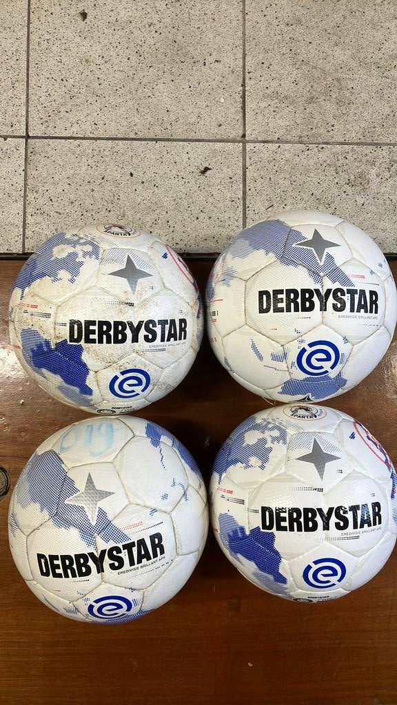4x Derbystar Eredivisie 2025-2026 Wedstrijdbal Maat 5, Verzenden, Bal, Maat M, Zo goed als nieuw