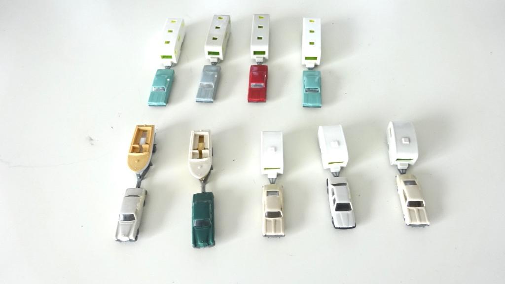 Wiking auto's met caravan en boot voor camping - N-spoor, Overige merken, Gelijkstroom, Overige typen, Ophalen of Verzenden