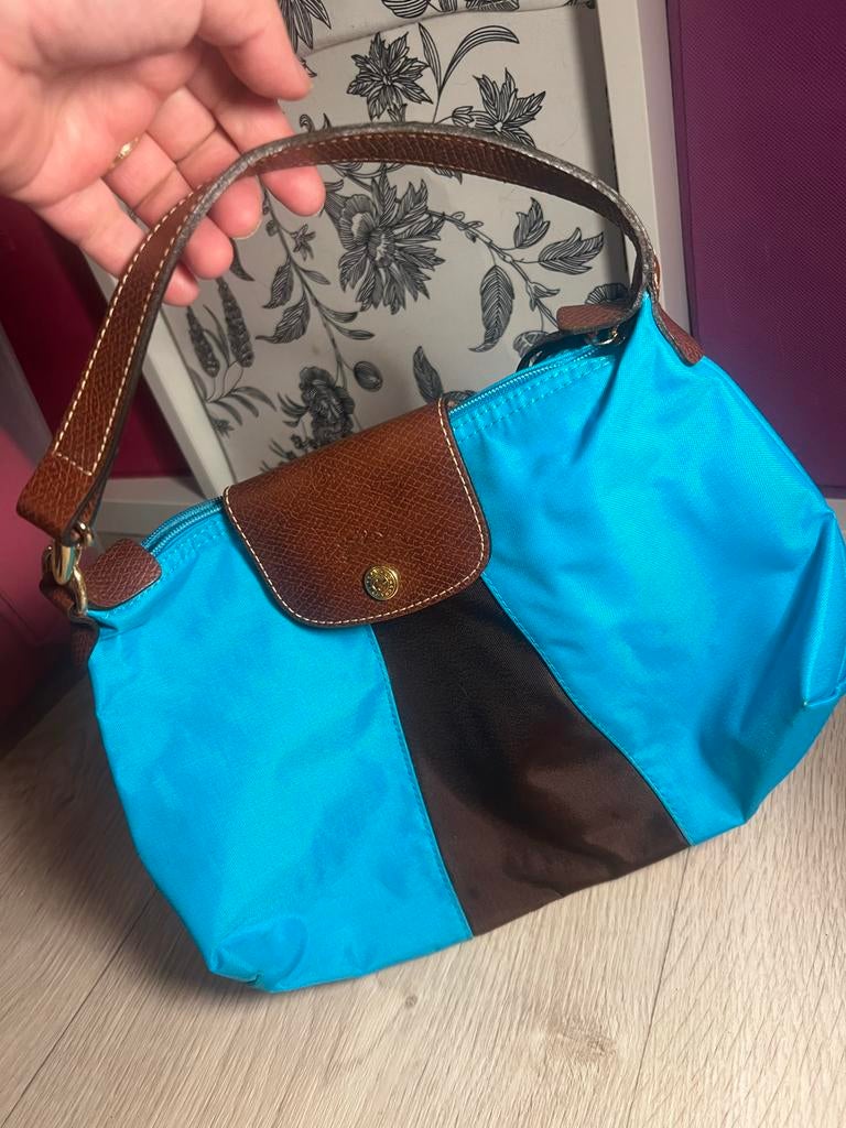 Zeer nette Longchamp tas - Blauw/Bruin, Verzenden, Zo goed als nieuw, Blauw, Handtas