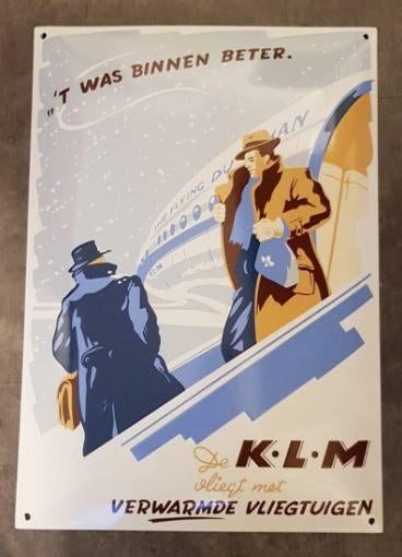 KLM verwarmde vliegtuigen emaillen reclame decoratie bord, Eu, Eu, Nieuw, Ophalen of Verzenden
