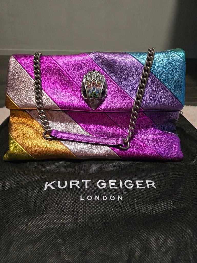 Kurt Geiger Kensington tas - Regenboog metallic, Ophalen of Verzenden, Zo goed als nieuw, Overige kleuren, Schoudertasje