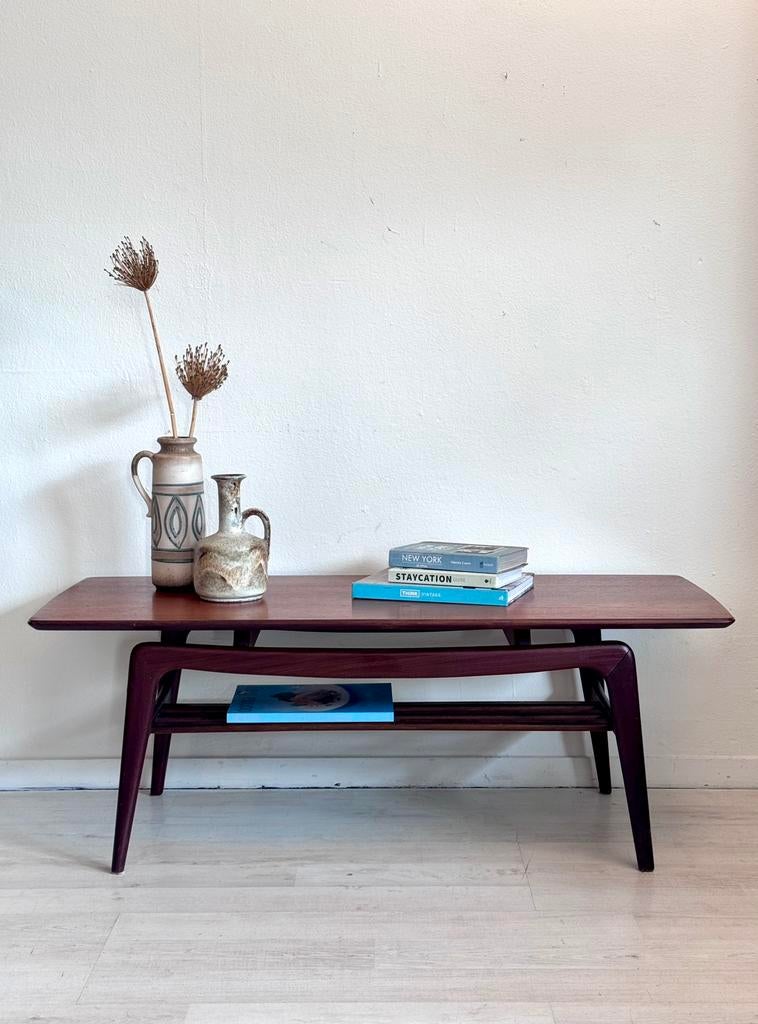 Vintage salontafel Louis van Teeffelen jaren 60 teak, Huis en Inrichting, Tafels | Sidetables, Zo goed als nieuw, 25 tot 50 cm