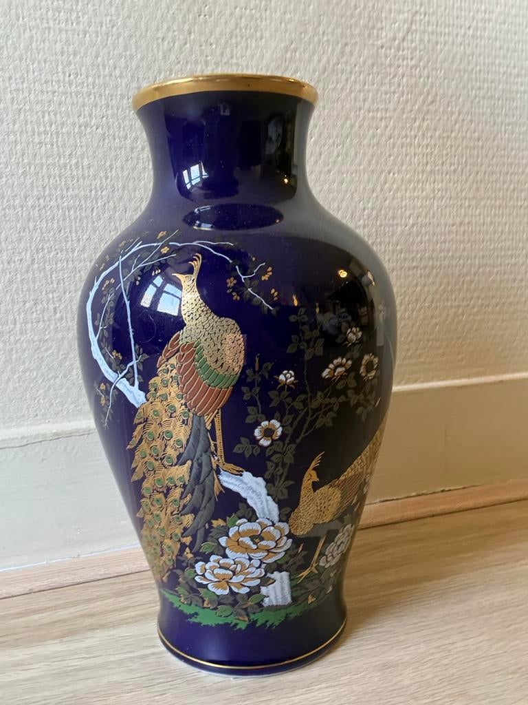 Echt Kobalt Vaas met Chinees Pauw Design - Uitstekende Staat, Antiek en Kunst, Ophalen