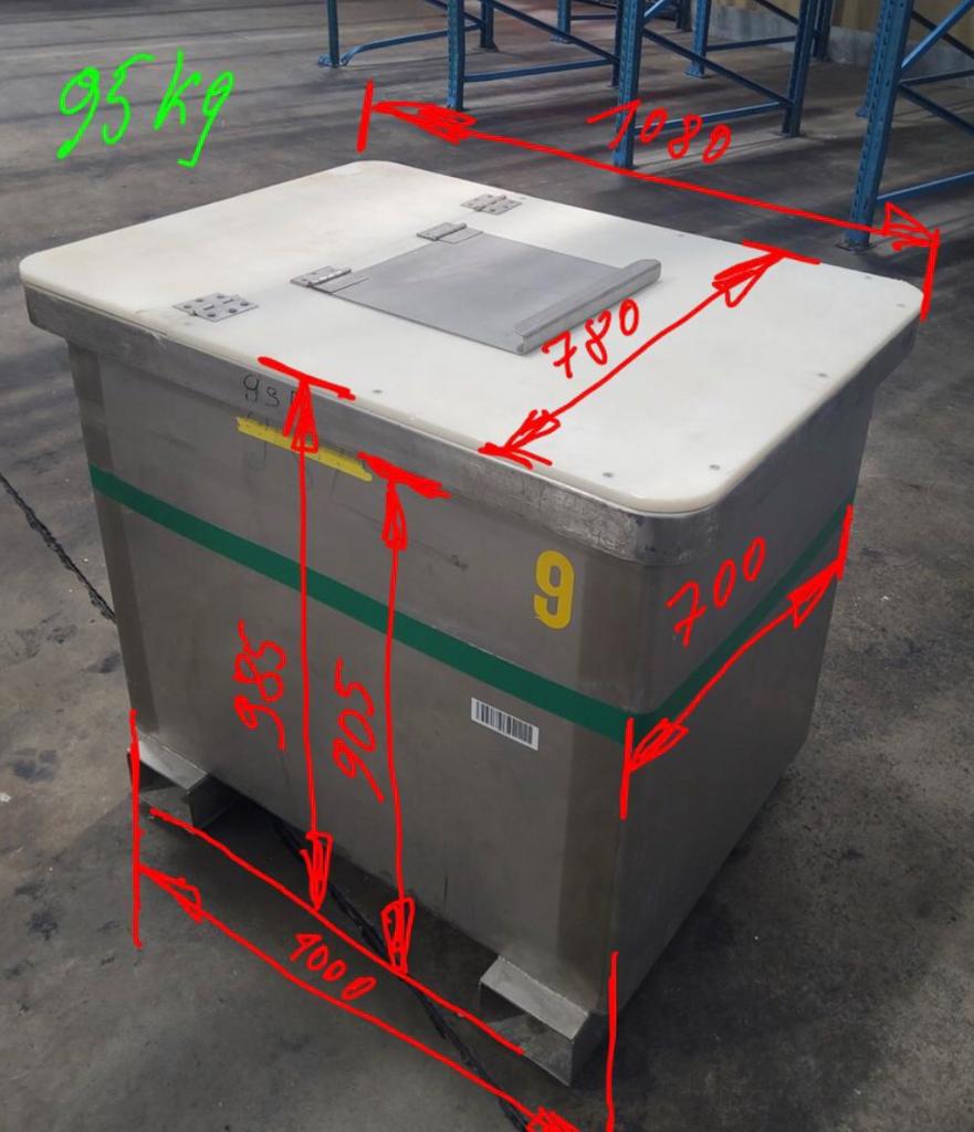 RVS Palletbox – 1000L – Voedselgeschikt – Stapelbaar, Zakelijke goederen, Agrarisch | Werktuigen, Ophalen of Verzenden