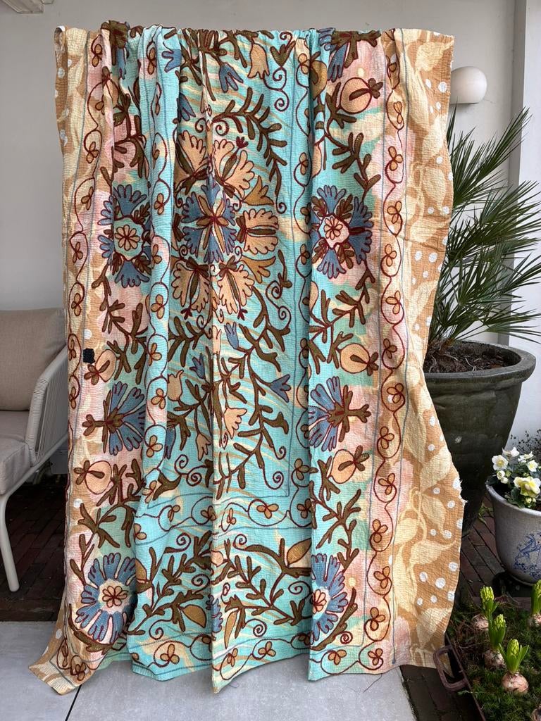 Vintage Kantha Quilt Suzani Deken Sari India, Ophalen of Verzenden