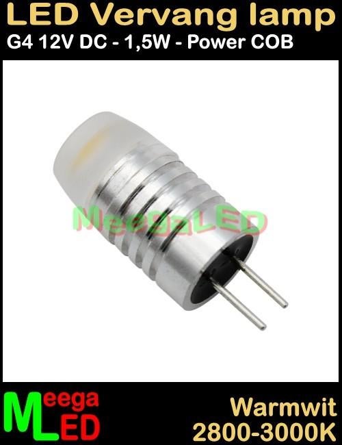 G4 ledspot ledlamp met 1,5 Watt COB LED - Warmwit - 2800k, Led-lamp, Minder dan 30 watt, Nieuw, Bipin of Steekvoet
