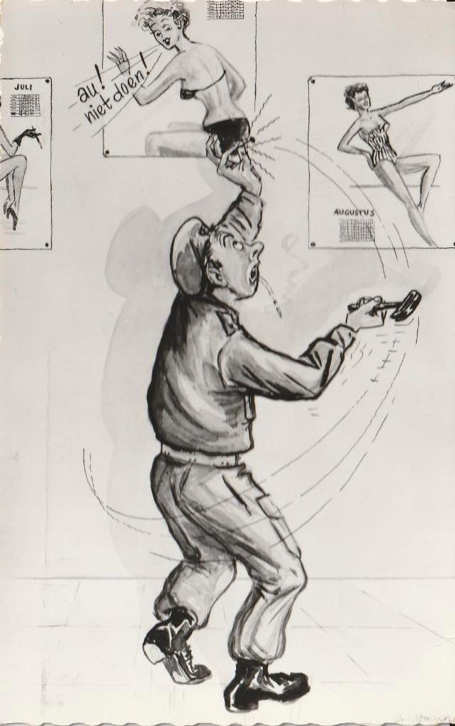 Soldaten Satire, Gebruikt, Ophalen of Verzenden, 1940 tot 1960, Prent