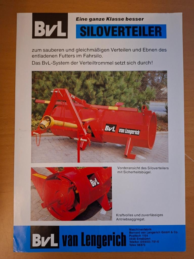 Folder BvL van Lengerich kuilverdeler, Ophalen of Verzenden, Gelezen, Tractor en Landbouw