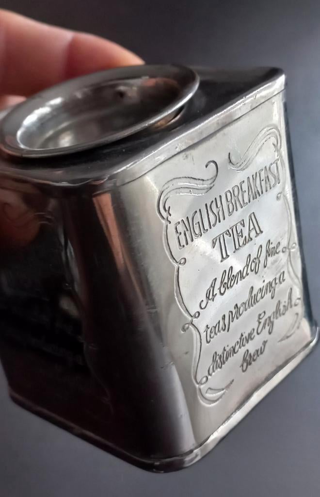 Vintage verzilverde theebus - English Breakfast Tea, Ophalen of Verzenden, Gebruikt
