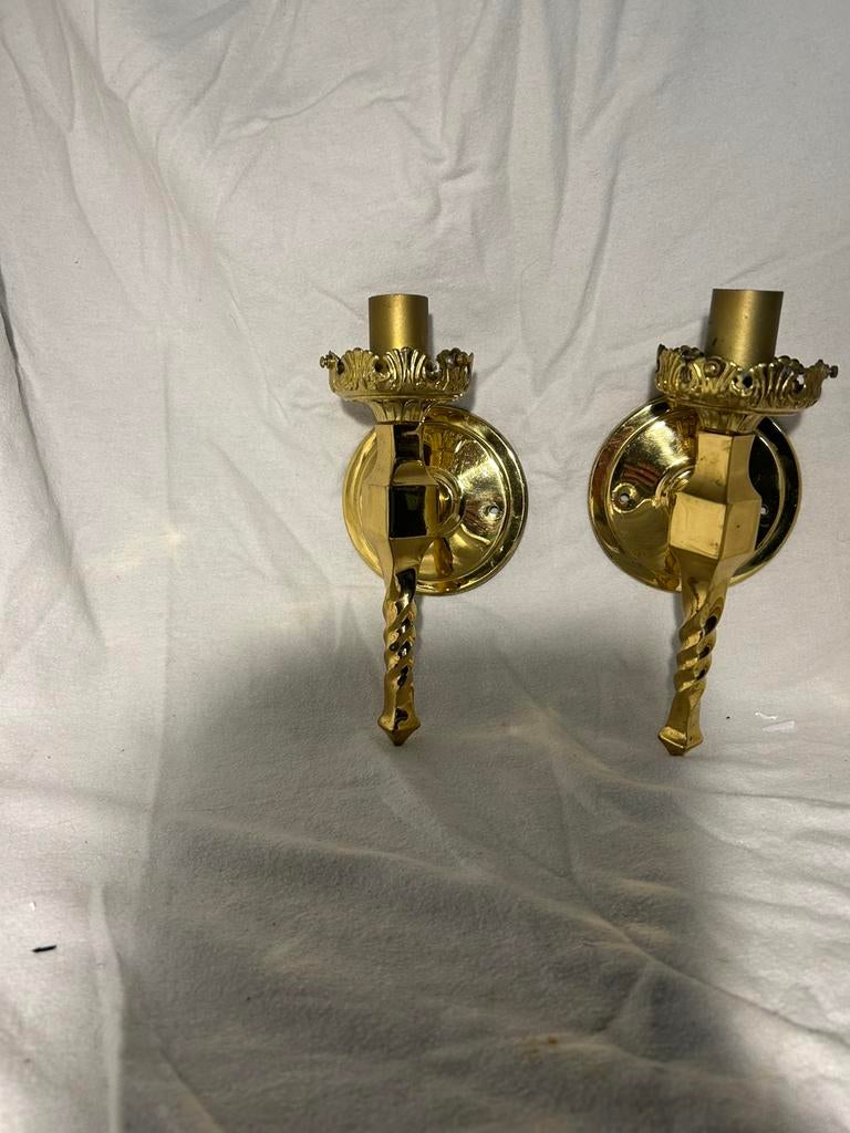 Prachtige Set Vintage Wandlampen – Hollywood Regency /, Ophalen of Verzenden