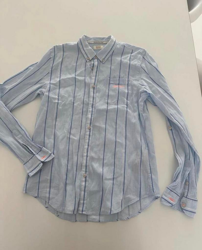Scotch & Soda Blauw Gestreepte Blouse, Ophalen of Verzenden, Zo goed als nieuw, Jongen, Overhemd of Blouse