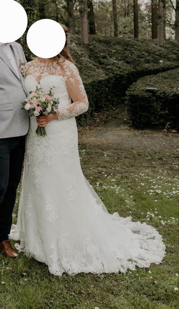 Trouwjurk (maat: 44), Kleding | Dames, Trouwkleding en Trouwaccessoires, Zo goed als nieuw, Trouwjurk, Wit, Ophalen