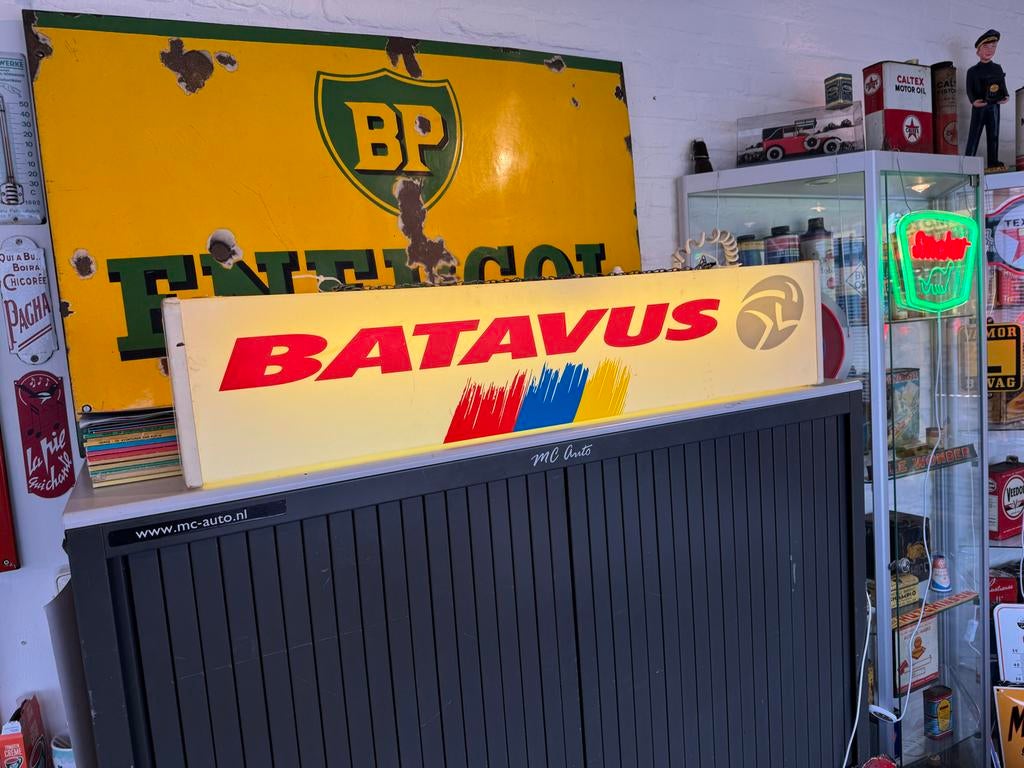 Vintage Batavus Lichtbak Reclamebord, Verzamelen, Ophalen, Gebruikt, ., Lichtbak of (neon) lamp