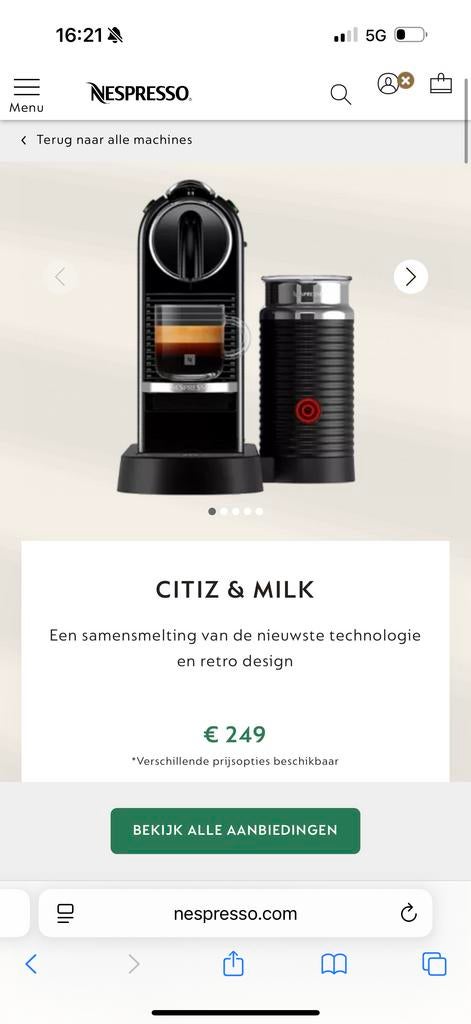 Nespresso Citiz & Milk - Espresso & Lungo met Melkopschuimer, Ophalen, Gebruikt, Espresso apparaat, Koffiepads en cups