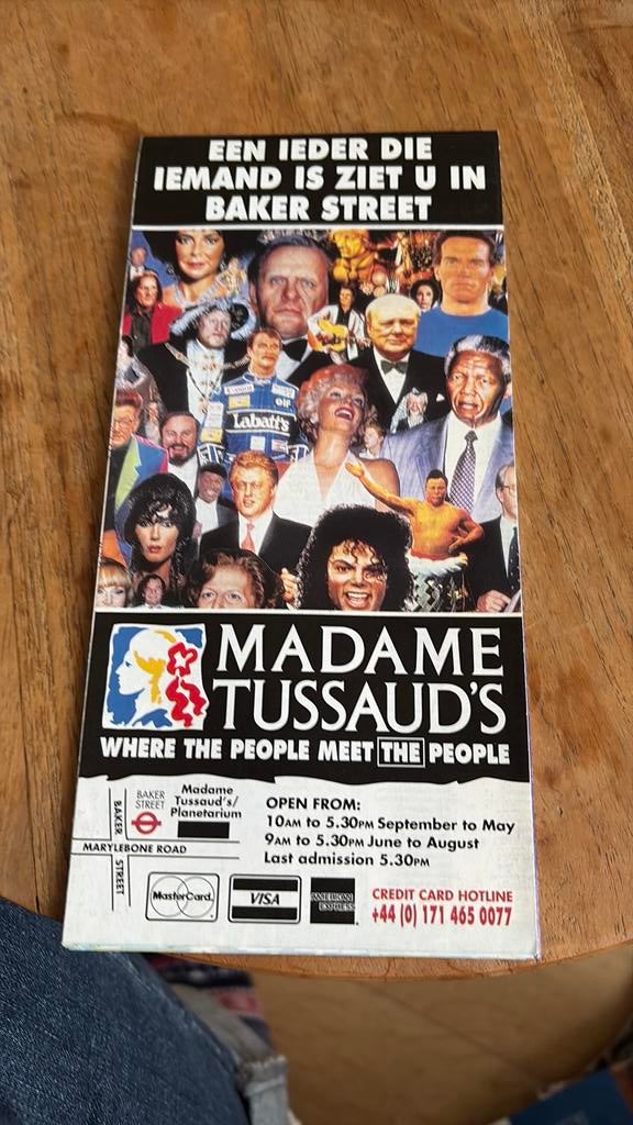 Folder madame Tussauds londen, Ophalen of Verzenden, Zo goed als nieuw