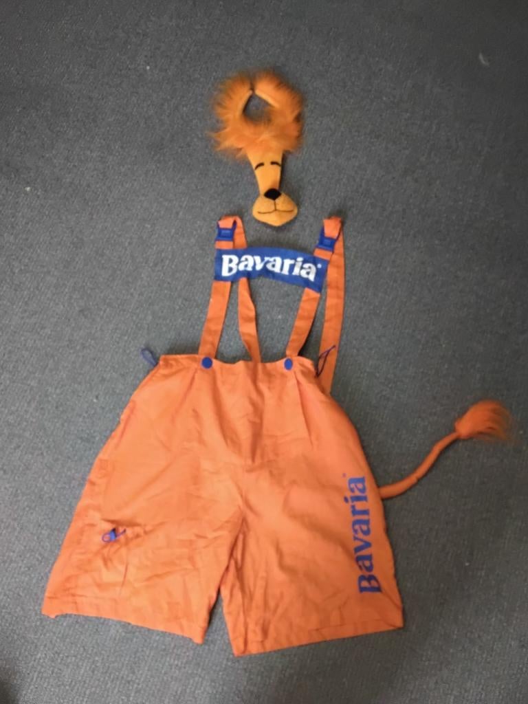 Oranje leeuwenpak bavaria met masker, Ophalen, Zo goed als nieuw, Overige maten, Oranje of Koningsdag