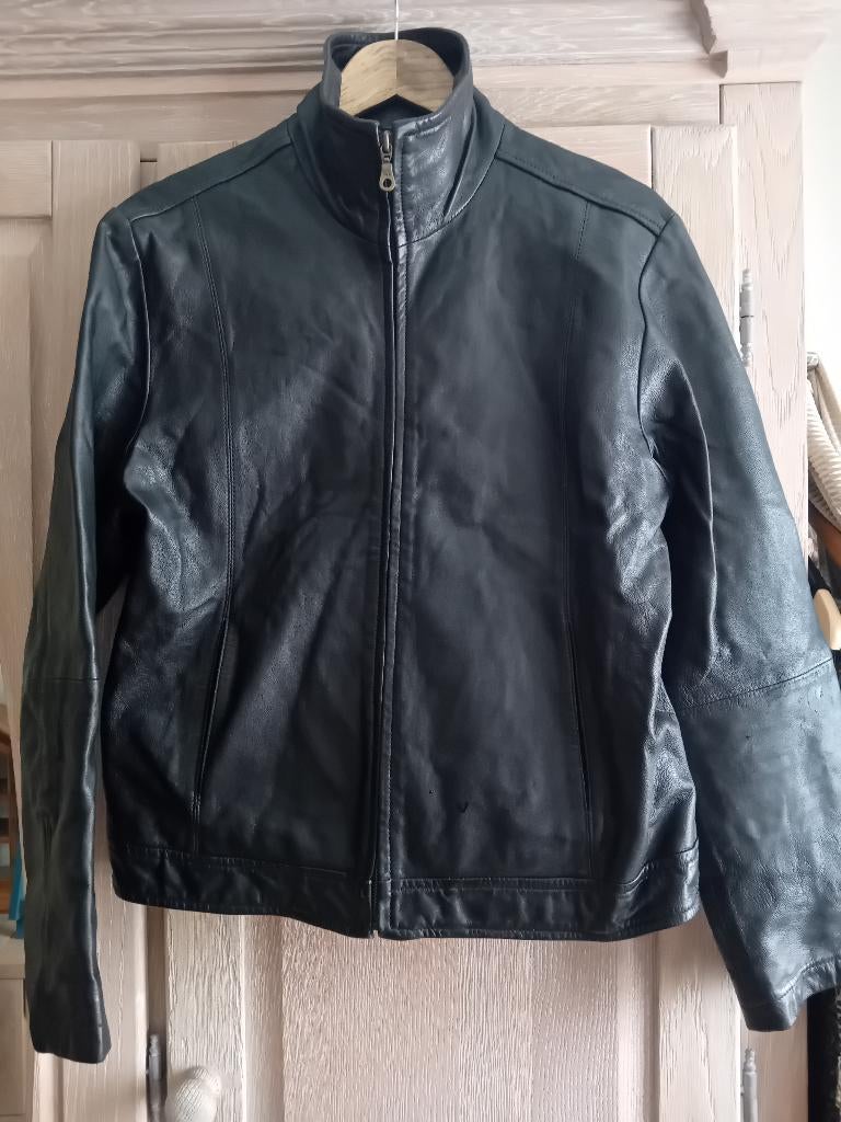 Lams Leren jas, Ophalen, Zwart, Maat 42/44 (L), Onbekend