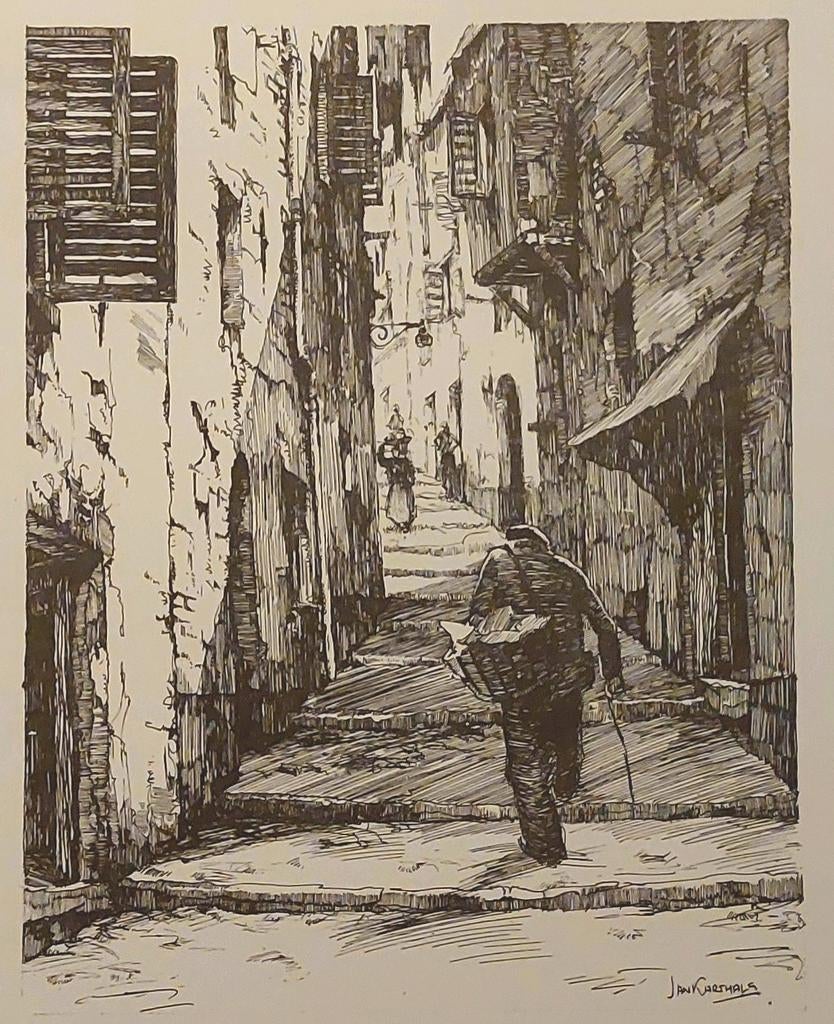 Straatje in Nice - Jan Korthals, Ophalen of Verzenden